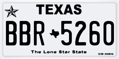 TX license plate BBR5260