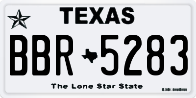 TX license plate BBR5283