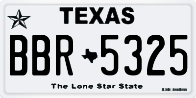 TX license plate BBR5325