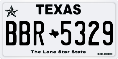 TX license plate BBR5329