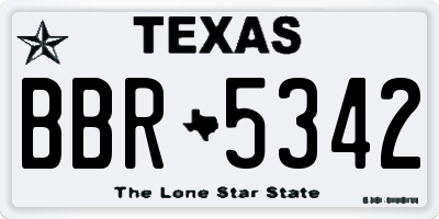 TX license plate BBR5342