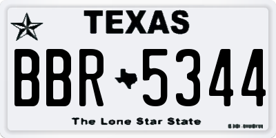 TX license plate BBR5344