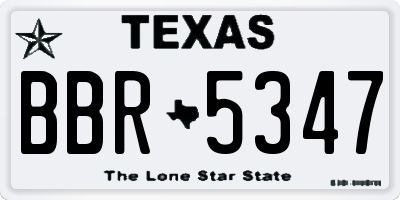 TX license plate BBR5347