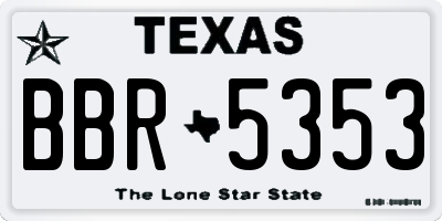 TX license plate BBR5353