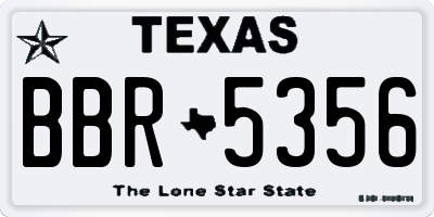 TX license plate BBR5356