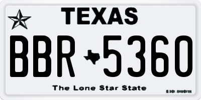 TX license plate BBR5360
