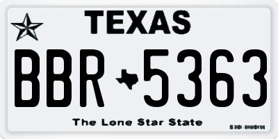 TX license plate BBR5363