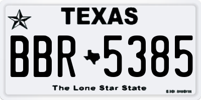 TX license plate BBR5385