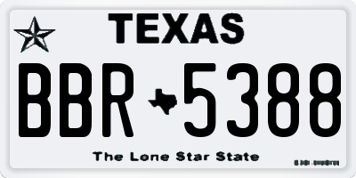 TX license plate BBR5388