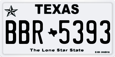 TX license plate BBR5393