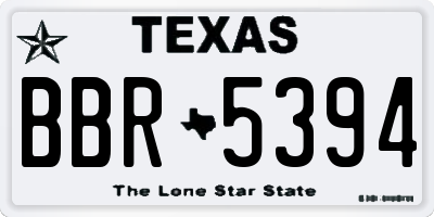 TX license plate BBR5394