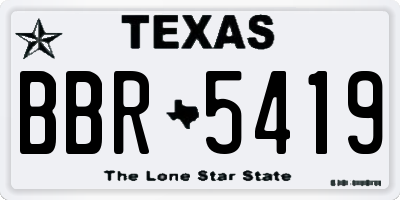 TX license plate BBR5419