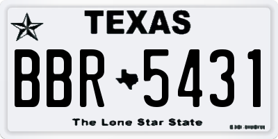 TX license plate BBR5431
