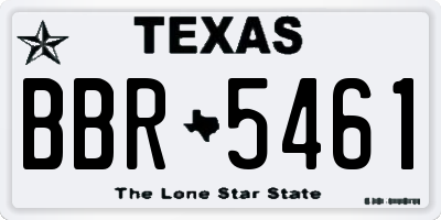 TX license plate BBR5461
