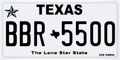 TX license plate BBR5500