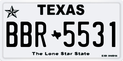 TX license plate BBR5531
