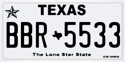 TX license plate BBR5533