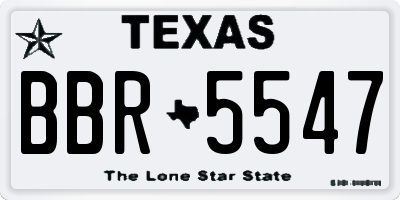 TX license plate BBR5547