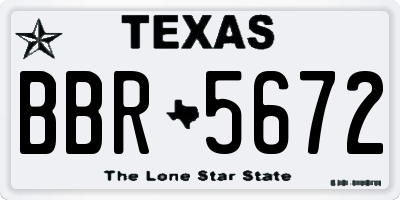 TX license plate BBR5672