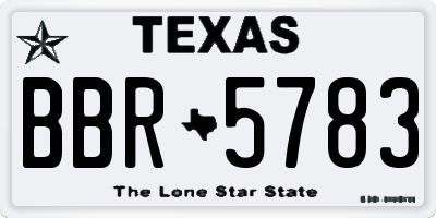TX license plate BBR5783