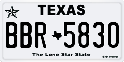 TX license plate BBR5830