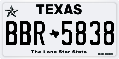 TX license plate BBR5838