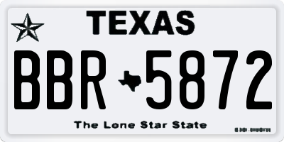 TX license plate BBR5872