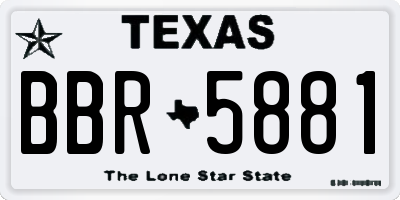 TX license plate BBR5881