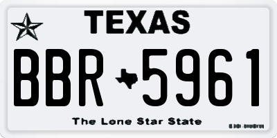 TX license plate BBR5961