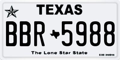 TX license plate BBR5988
