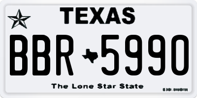 TX license plate BBR5990