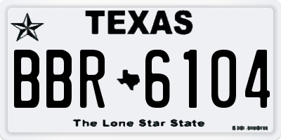 TX license plate BBR6104
