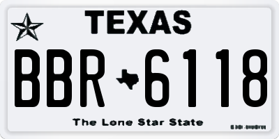 TX license plate BBR6118