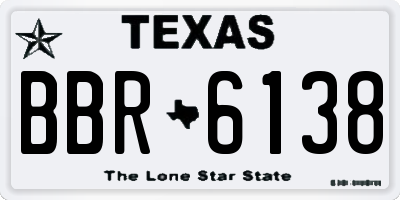 TX license plate BBR6138