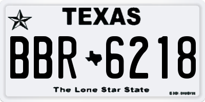 TX license plate BBR6218