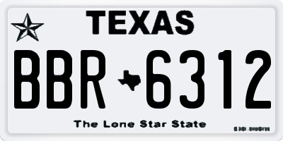 TX license plate BBR6312