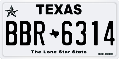TX license plate BBR6314