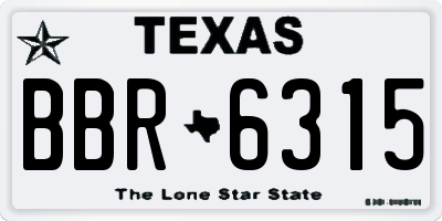 TX license plate BBR6315
