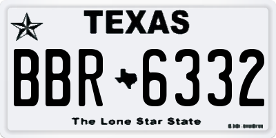TX license plate BBR6332