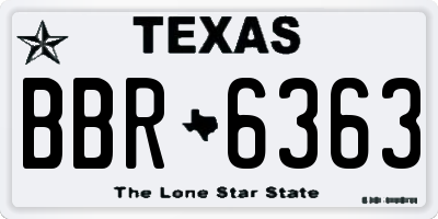 TX license plate BBR6363