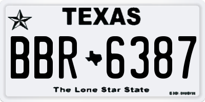 TX license plate BBR6387