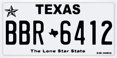 TX license plate BBR6412
