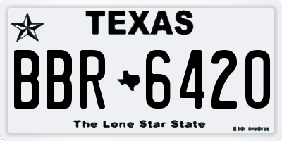 TX license plate BBR6420
