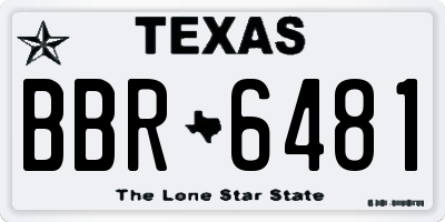 TX license plate BBR6481