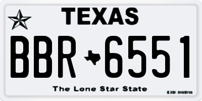 TX license plate BBR6551