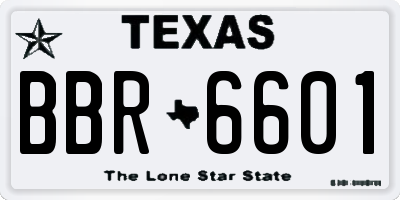 TX license plate BBR6601