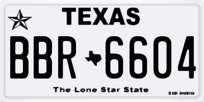 TX license plate BBR6604