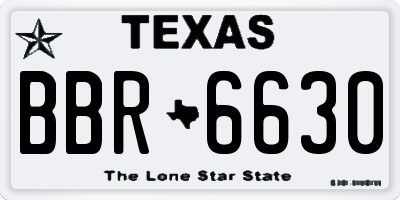 TX license plate BBR6630