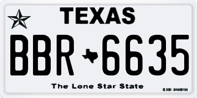 TX license plate BBR6635