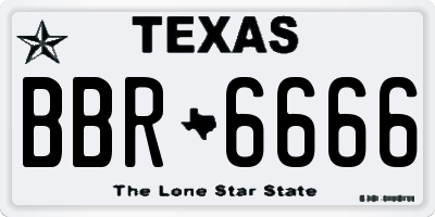 TX license plate BBR6666